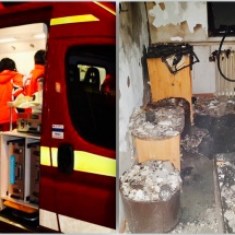 FOTO – VÂLCEA: Trei persoane intoxicate cu monoxid de carbon într-un incendiu la un hotel