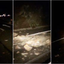 FOTO. Căderi de pietre pe Valea Oltului. Două mașini avariate!