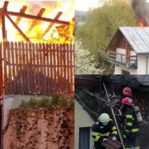 VIDEO. Incendiu la o casă din Vlădești. Un bătrân a avut nevoie de îngrijiri medicale