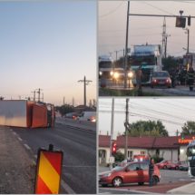 FOTO. ACCIDENT cu două TIR-uri pe DN 64, la Râureni